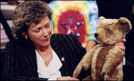 Hilary Kay holding a teddy bear