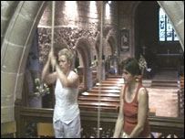 People bell ringing at St Peter's Church in Alton