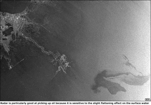 Radar image of oil spill