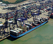 Aerial picture of Felixstowe Port