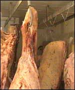Meat in a chiller