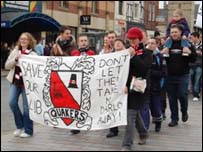Darlo fans march in protest
