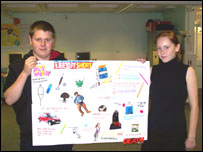 Young people with their work