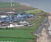Aerial picture of the gas works at Easington 