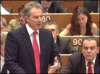 Tony Blair Avrupa Parlamentosu'nda konuşuyor