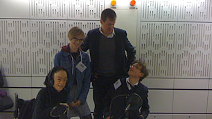 Liz Carr, Hannah, Alastair Campbell and George