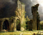 Painting of a delapidated monastery