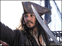 Karayip Korsanları filminde Johnny Depp
