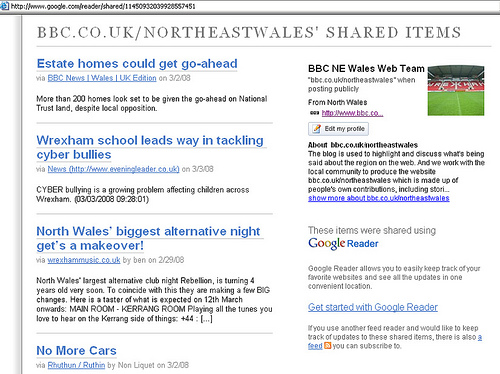 Google Reader - screengrab
