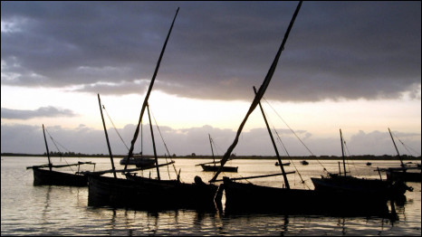 Traditional Dhaow moored off the Kenyan island of Lamu
