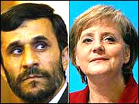 آنگلا مرکل و محمود احمدی نژاد 