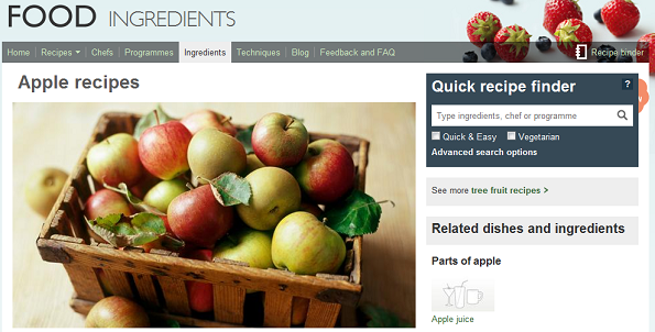 Apples page on BBC Food