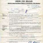 Order for release (Demob) dated 7th September 1945.