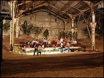 The warehouse transformed into ancient Crete