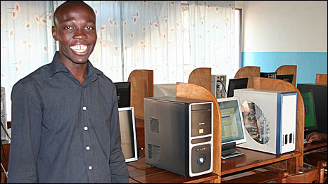 Barth in an internet cafe in Benin