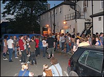 Dozens enjoy a summer night