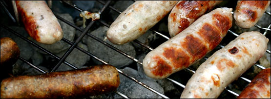Sausages cooking