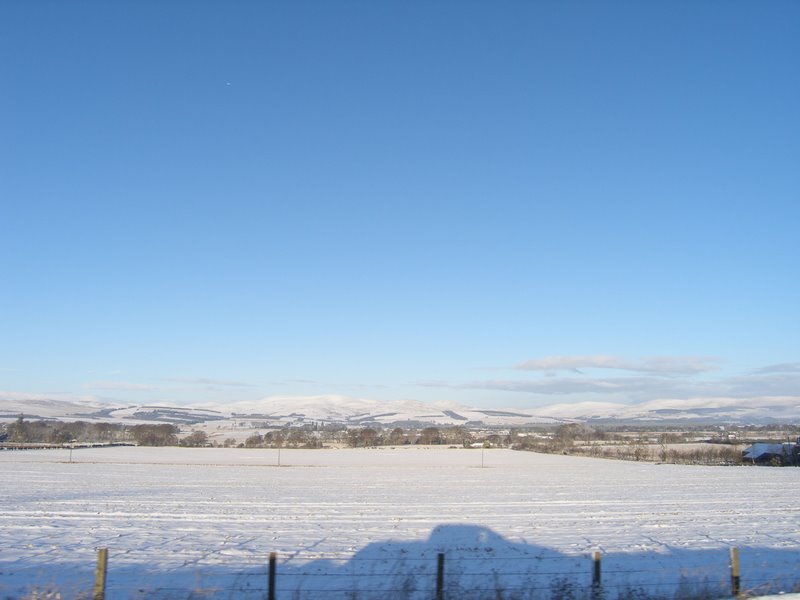Distant snowy hills