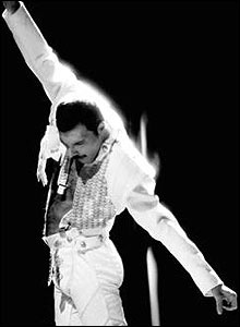 Freddie Mercury, "I was born to love you" video, 1985. Simon Fowler. © Queen Productions Ltd.