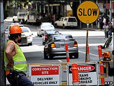 Construction workers in Sydney, Australia
