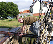 Ray on a barge