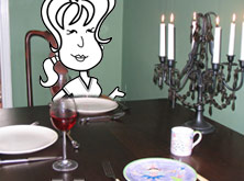 Alice sitting at the dinner table