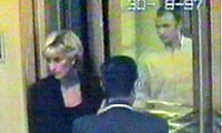 Princess Diana and Dodi Fayed leaving the Ritz Hotel in Paris before the fatal crash of 31 August, 1997