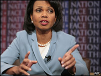 کاندوليزا رايس در يک مصاحبه تلويزيونی با شبکه سی بی اس