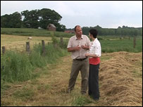 Franky Bostyn speaks to Julie McCullough near Westhoek, Belgium
