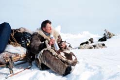 Benedict Allen and his dog team in Siberia 2002