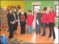 The CHANCE (Community Help and Neighbourly Care for Everyone) creche in Sunderland. Staff and parent Tina Ambler with daughter Katie in the creche.