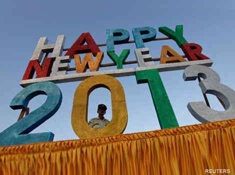 A sign celebrating the beginning of 2013