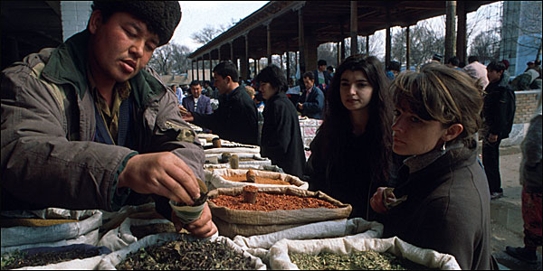 A market trader in Samarkand in Uzbekistan