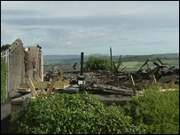 The charred remains of the zoo café