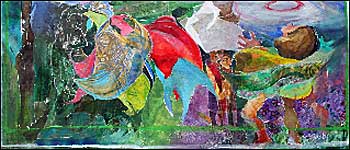 Abstract painting of a washing line