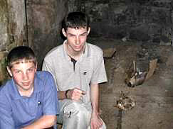 James and Eamonn beside the rock.