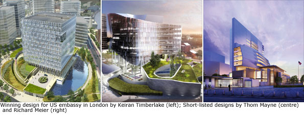 Winning design for US embassy in London and two short-listed designs