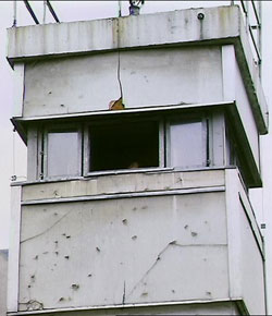One of the watchtowers overlooking the Berlin Wall