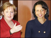 رائس جرمنی کی نئی چانسلر مرکل کے ساتھ