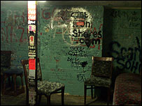 The legendary graffitied dressing room