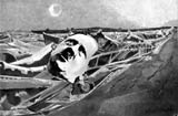 Postcard created by Paul Nash featuring Hitler's face on an aircraft salvage dump