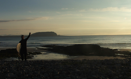Victorious …. DD fresh from some late evening longboard gold, Donegal style. Pic: Mark Aug 06