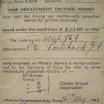 War Department Driving Permit