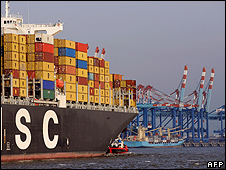 Container ship in Bremerhaven, Germany - file pic