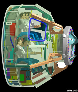 CST100 cutaway with crew