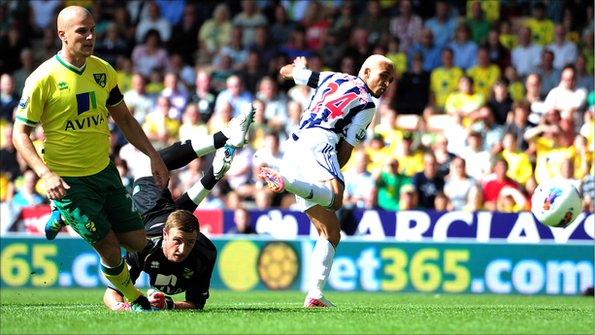 Peter Odemwingie scored for West Brom against Norwich