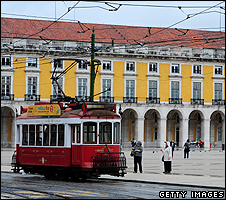 Lisbon scene with tram - file pic