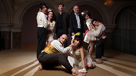 Picture by Gabriel Szabo/Guzelian: Phoenix Dance Theatre with Peter Salmon, Director, BBC North and Tom Riordan, Chief Executive, Leeds City Council