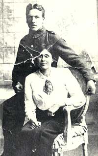 Thomas Edward Richards in his uniform with his first wife Catherine Morgan taken sometime during WW1