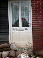 Water marked front door